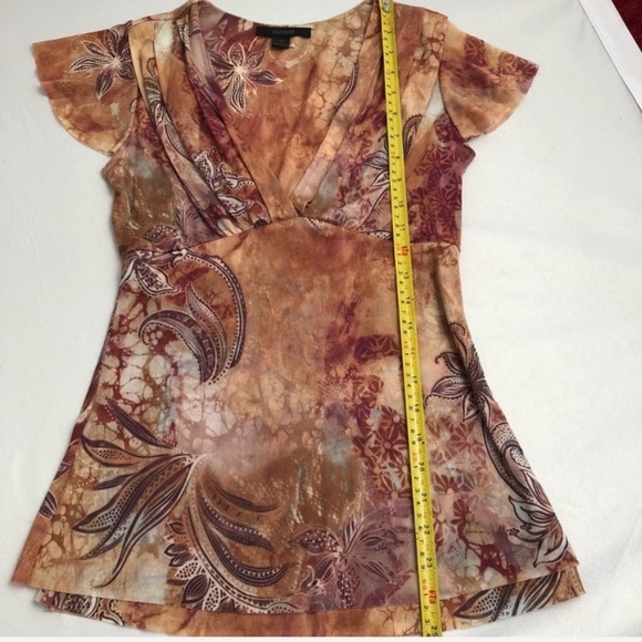 Express nylon mesh multicolor flutter sleeve top M - Picture 6 of 7